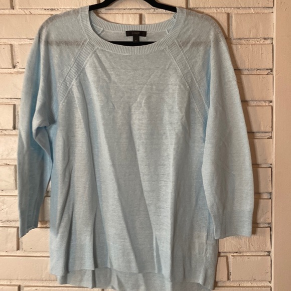 J. Crew Sweaters - J. Crew baby‎ blue linen 3/4sleeve sweater medium